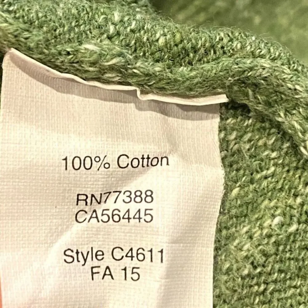 J. Crew Mens Breathable V Neck Long Sleeve Pullover Sweater Cotton L Green